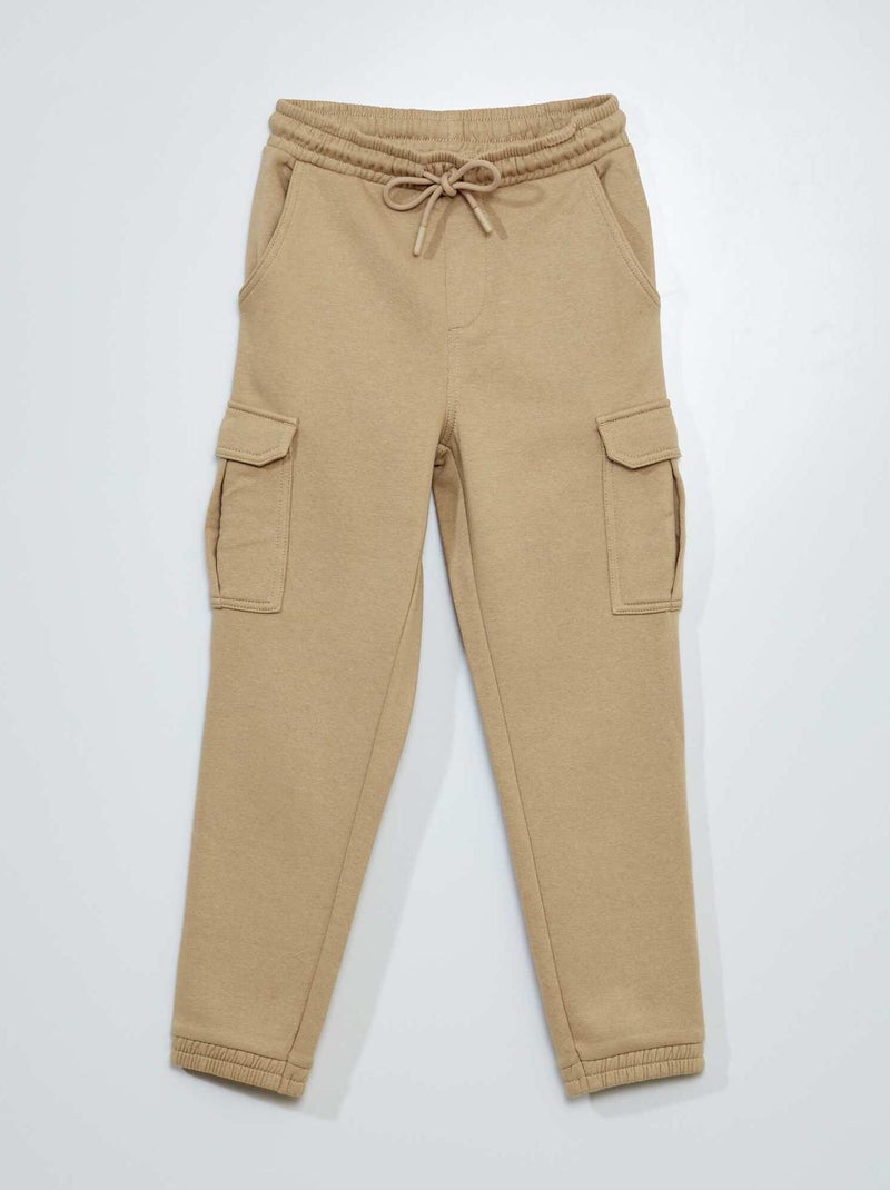 Jogging chiné en molleton avec poches Beige - Kiabi