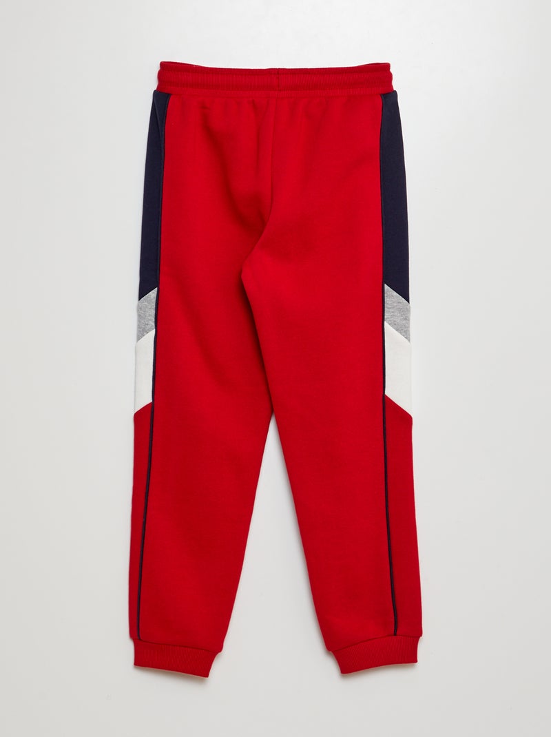 Jogging color-block en molleton Rouge - Kiabi