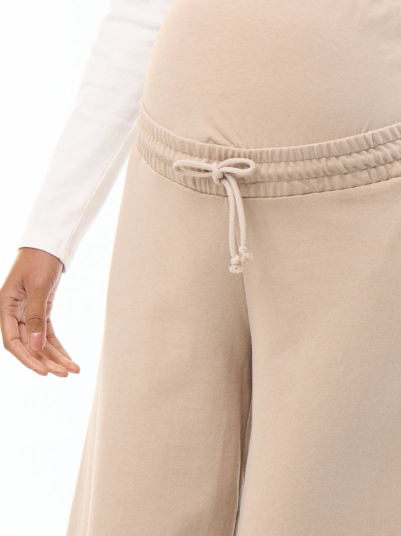 Jogging de maternité wide leg en french terry Beige - Kiabi