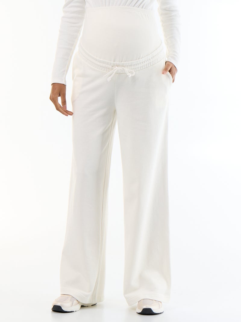 Jogging de maternité wide leg en french terry Blanc - Kiabi