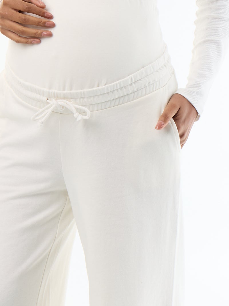 Jogging de maternité wide leg en french terry Blanc - Kiabi