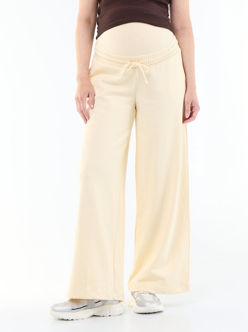 Jogging de maternité wide leg en french terry Jaune clair - Kiabi
