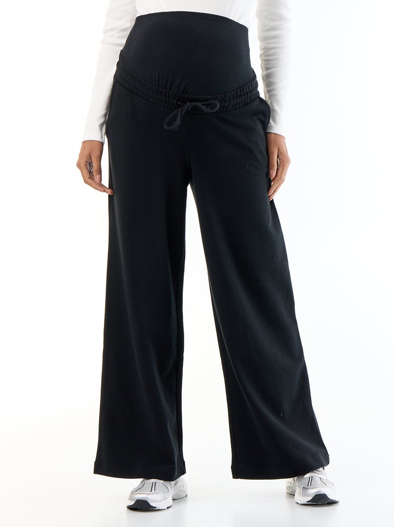 Jogging de maternité wide leg en french terry Noir - Kiabi