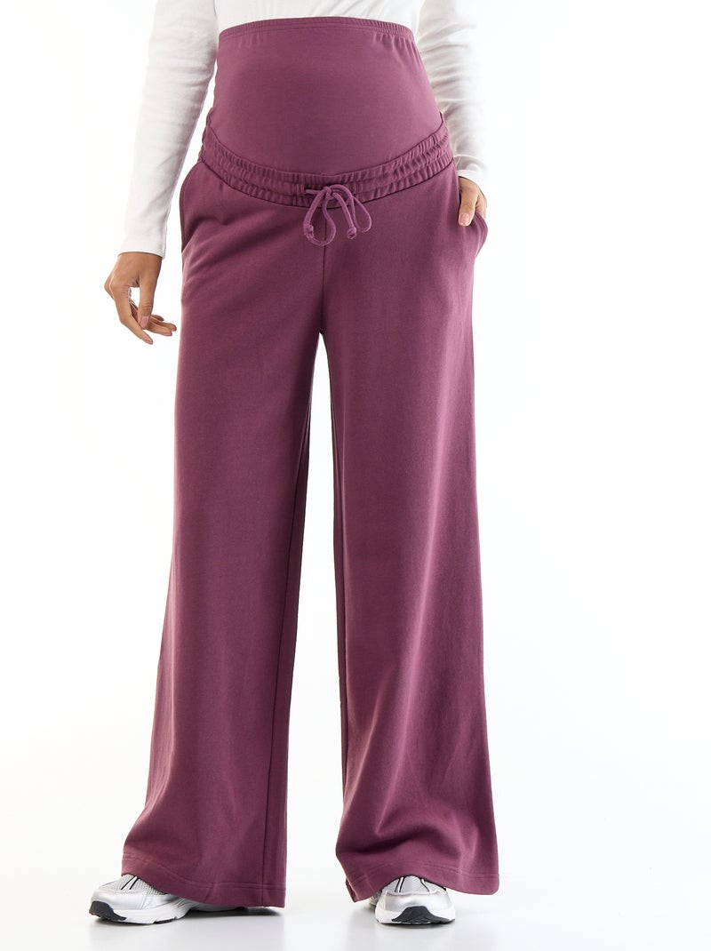 Jogging de maternité wide leg en french terry Violet - Kiabi