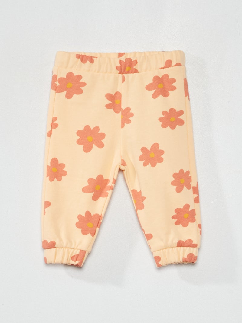 Jogging en coton avec imprimé Orange - Kiabi