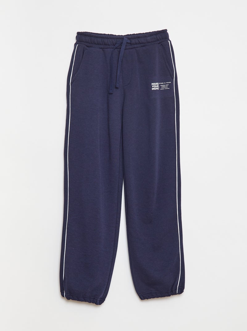 Jogging en french terry avec biais contrasté Bleu - Kiabi