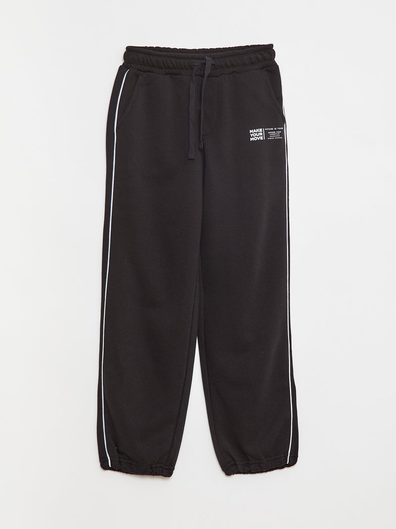 Jogging en french terry avec biais contrasté Noir - Kiabi