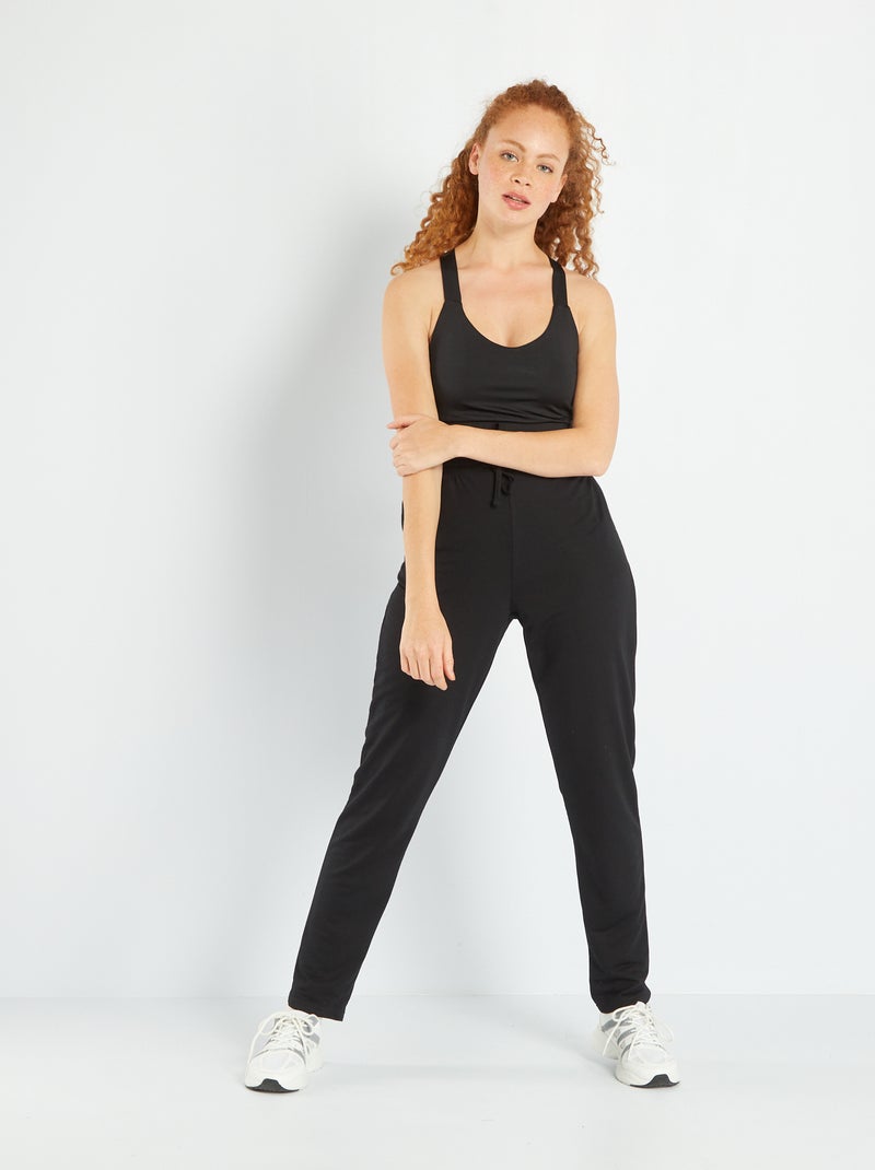 Jogging en jersey noir - Kiabi
