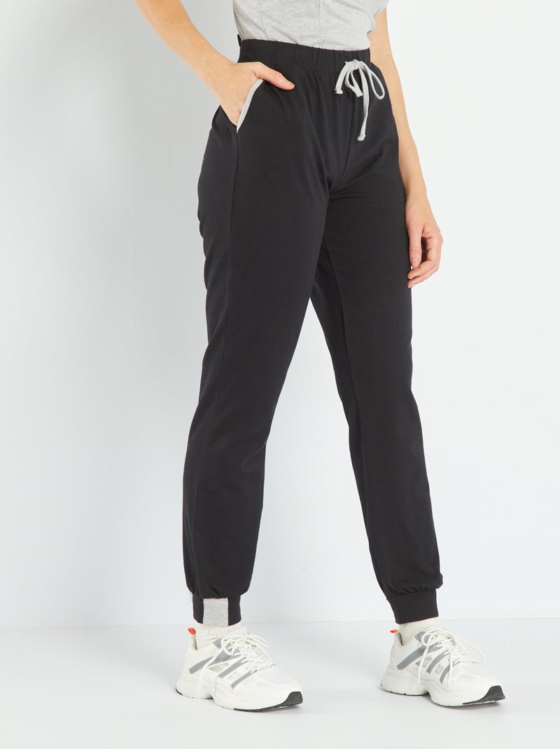 Jogging en jersey noir - Kiabi