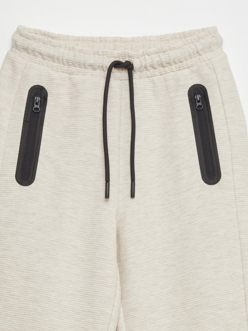Jogging en maille ottoman Beige - Kiabi