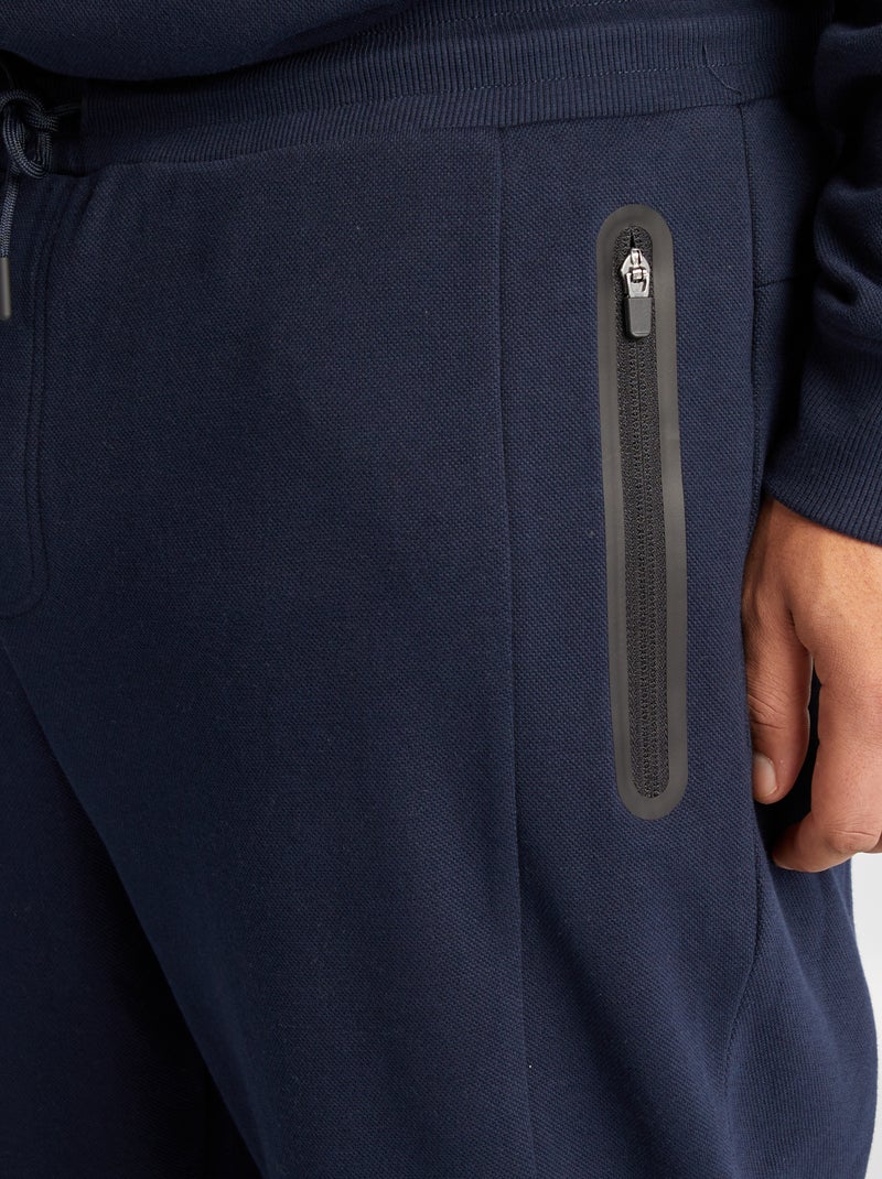 Jogging en maille piquée avec poches zippées Bleu - Kiabi