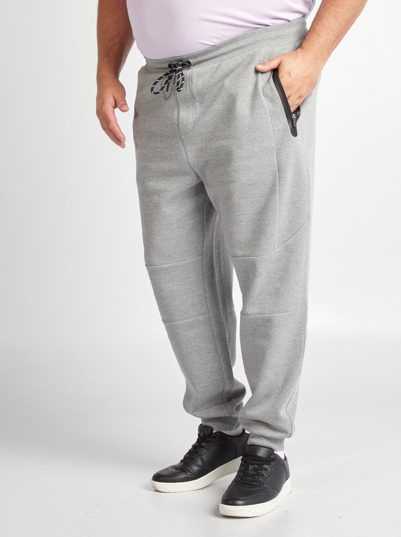 Jogging en maille piquée avec poches zippées Gris - Kiabi