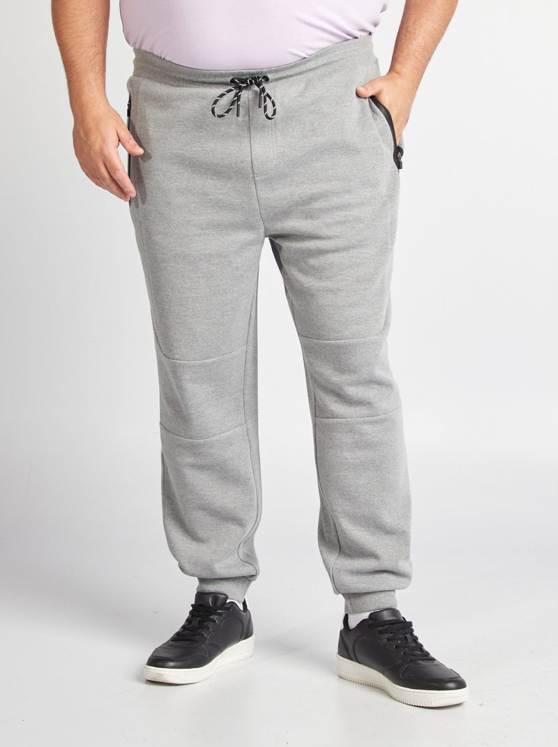Jogging en maille piquée avec poches zippées Gris - Kiabi