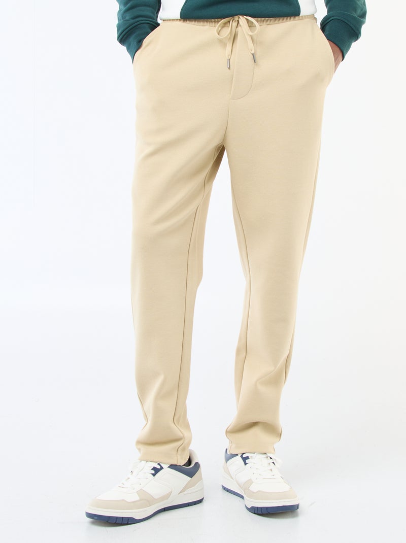 Jogging en maille piquée Beige - Kiabi