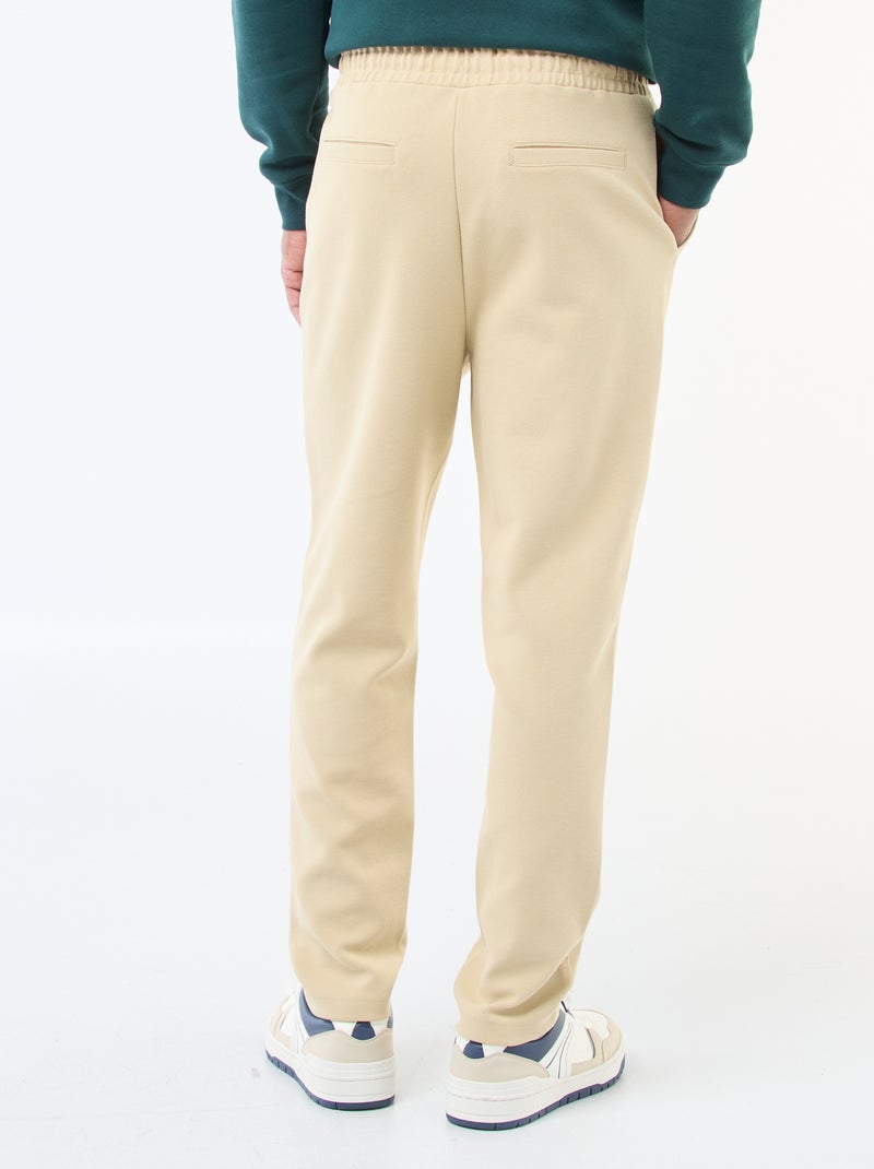 Jogging en maille piquée Beige - Kiabi