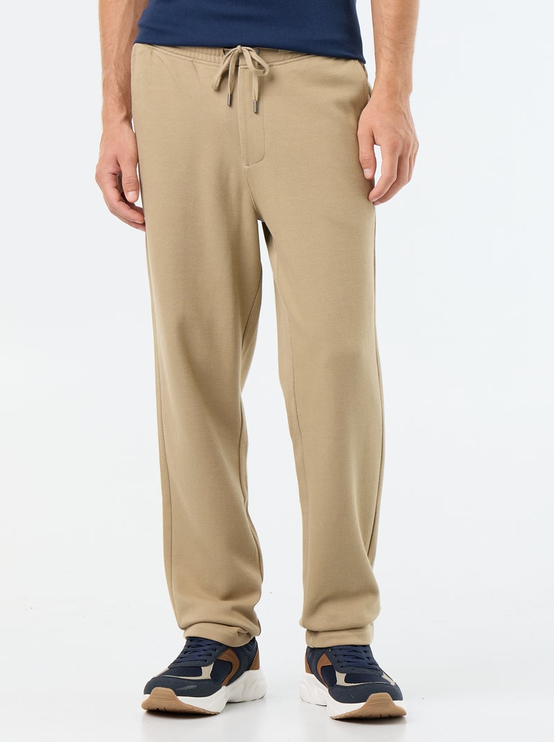 Jogging en maille piquée Beige - Kiabi