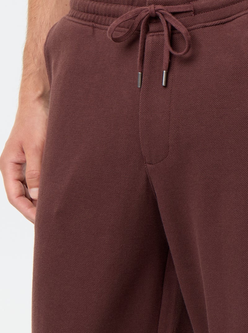 Jogging en maille piquée Marron - Kiabi