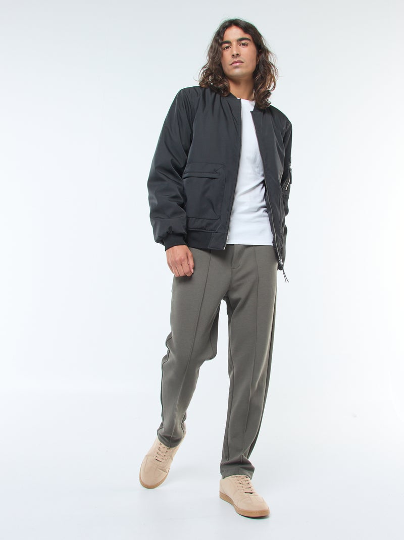 Jogging en maille piquée uni Kaki - Kiabi