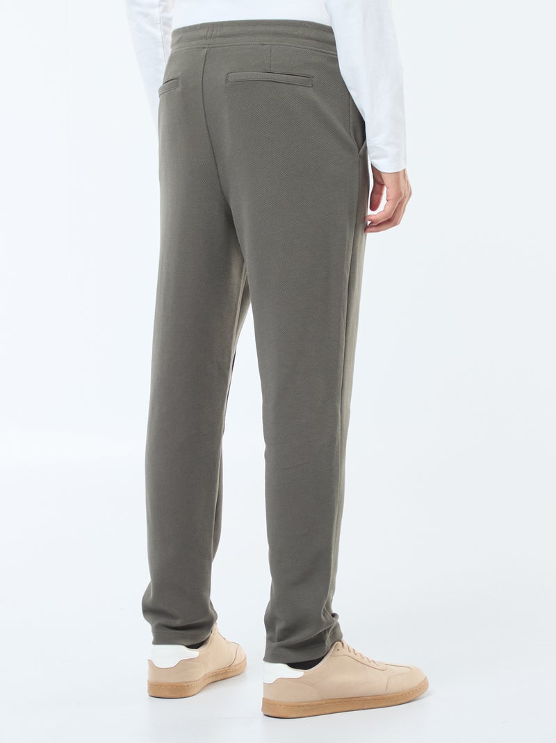 Jogging en maille piquée uni Kaki - Kiabi