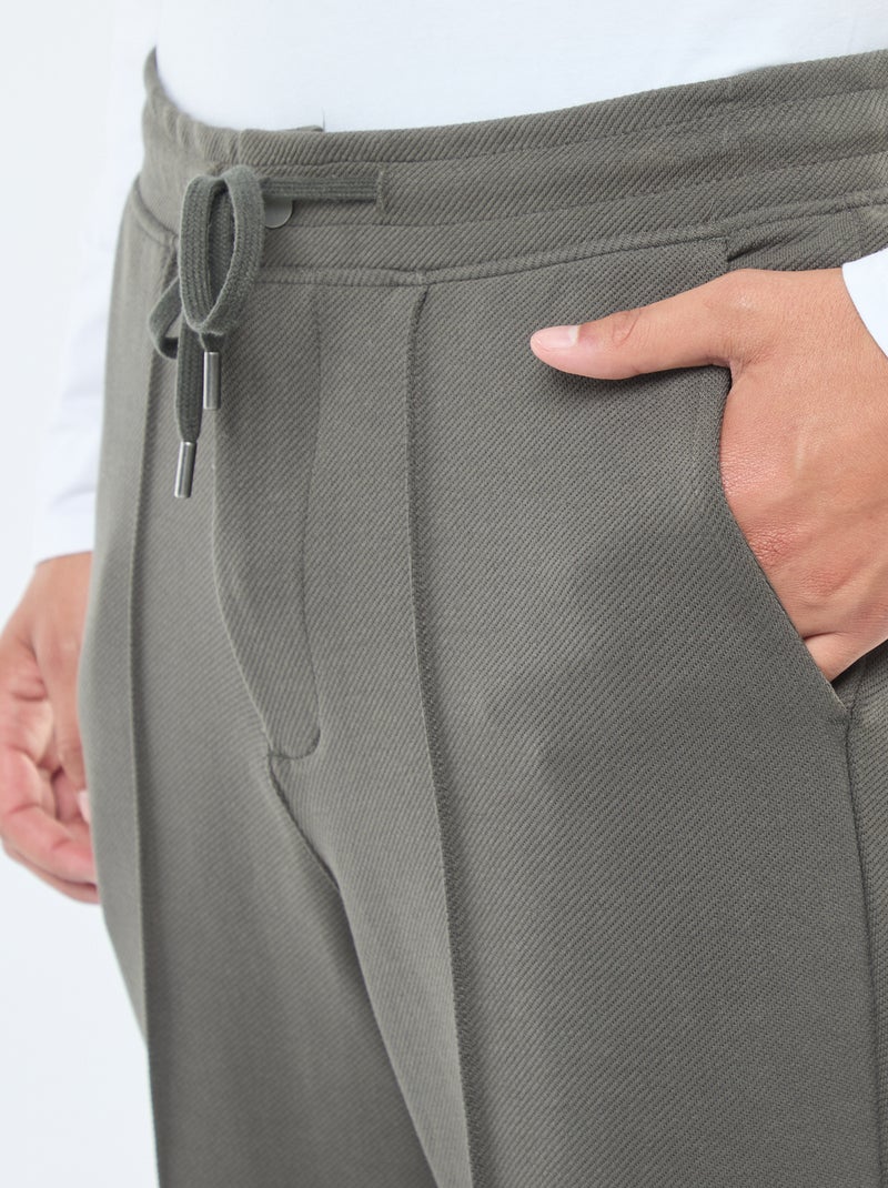 Jogging en maille piquée uni Kaki - Kiabi