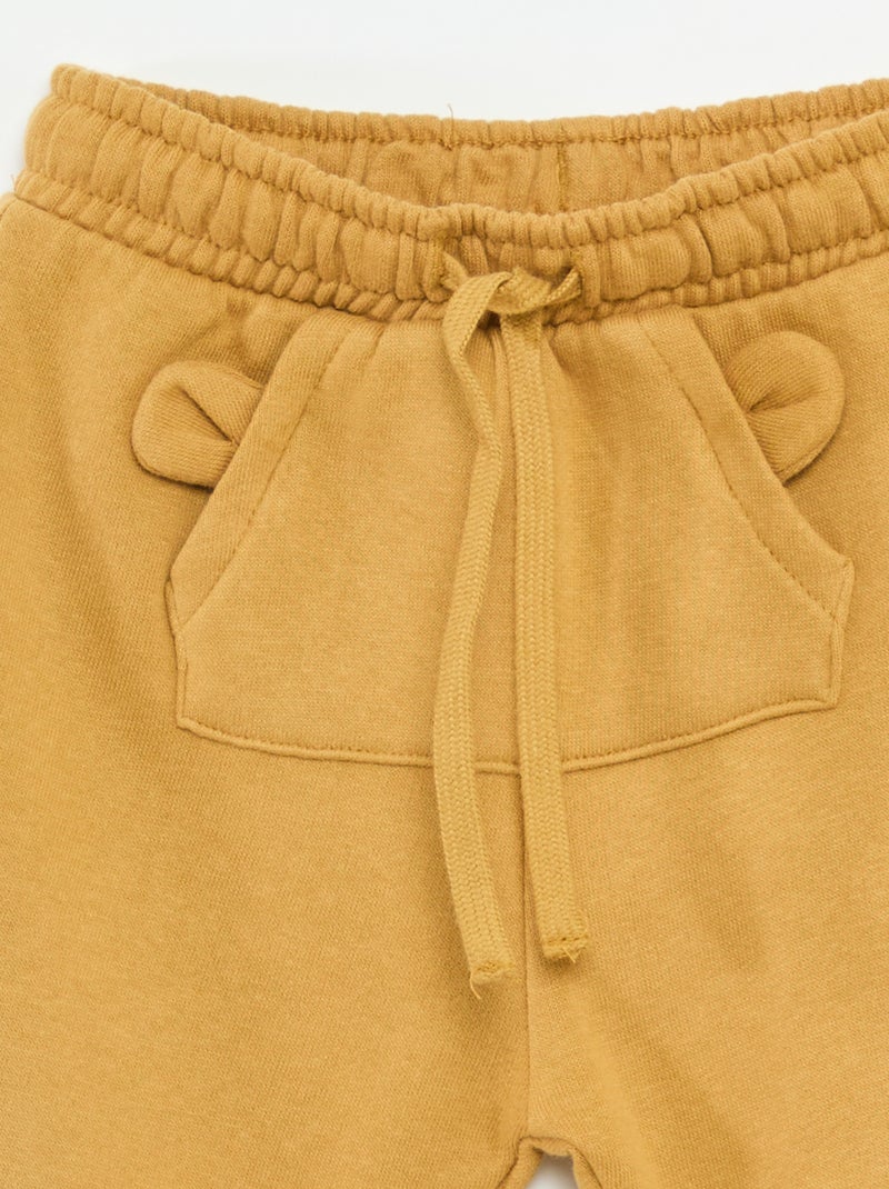 Jogging en molleton avec poche kangourou avec oreilles fantaisies Beige - Kiabi