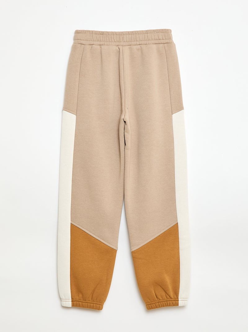 Jogging en molleton color block Beige - Kiabi