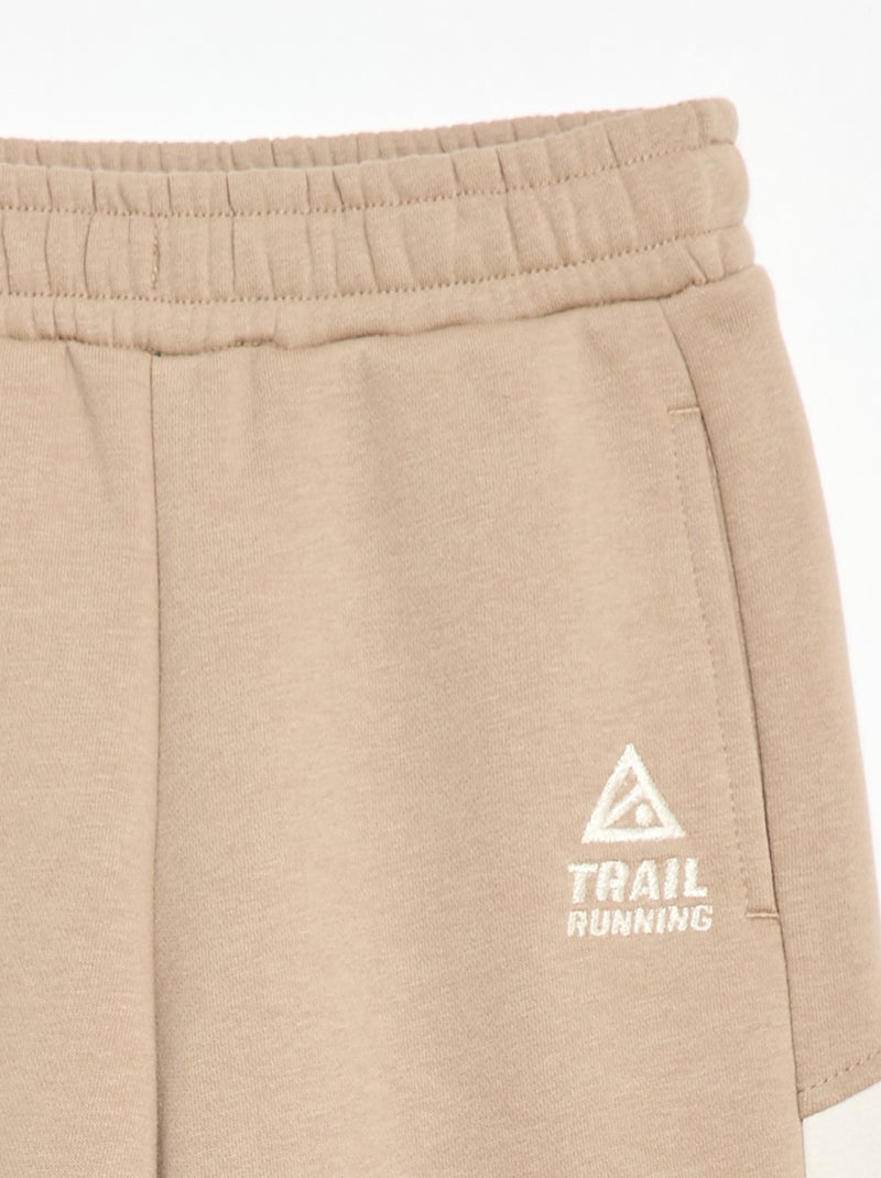 Jogging en molleton color block Beige - Kiabi