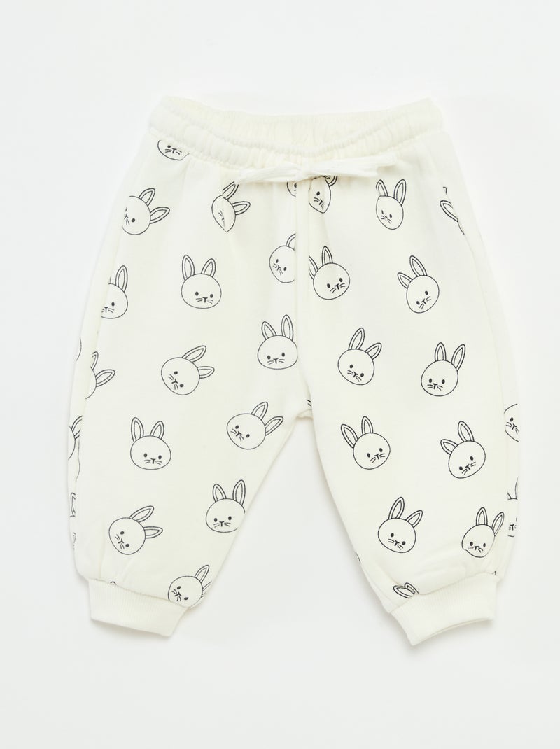 Jogging en molleton fantaisie Blanc - Kiabi