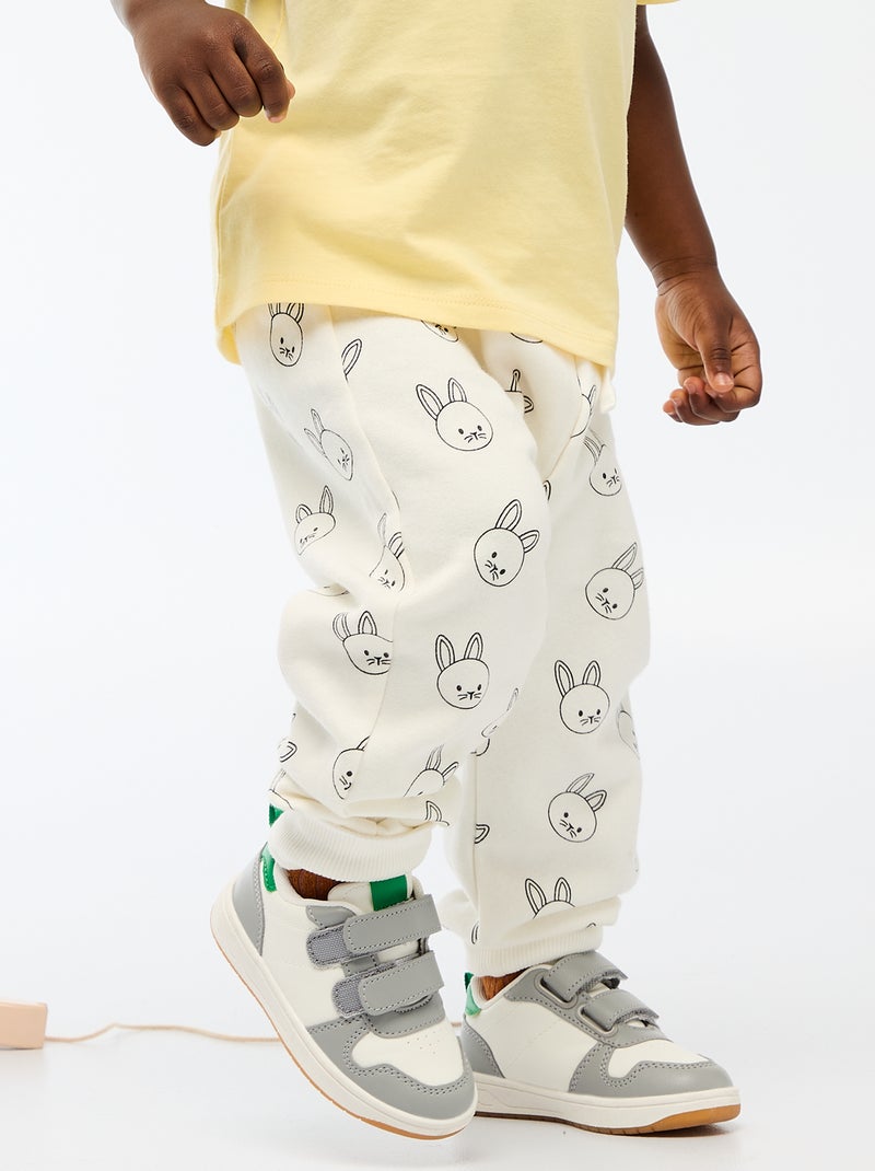 Jogging en molleton fantaisie Blanc - Kiabi