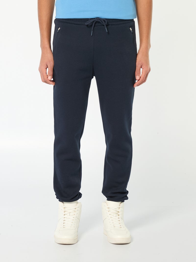 Jogging en molleton gratté avec 2 poches zippées Bleu - Kiabi