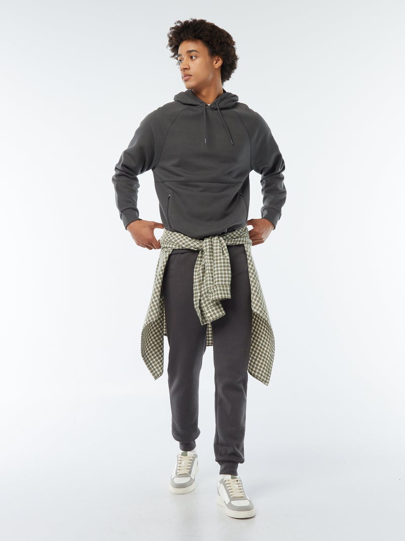 Jogging en molleton gratté avec 2 poches zippées Gris anthracite - Kiabi