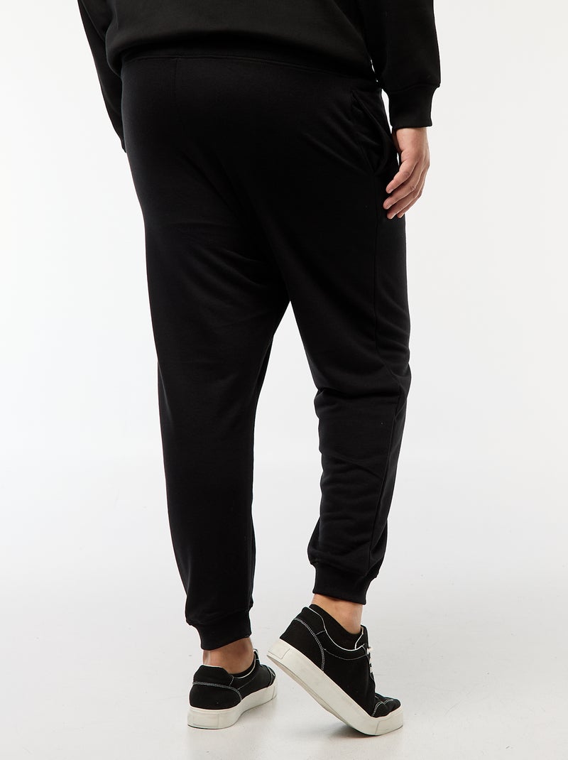 Jogging en molleton gratté uni noir - Kiabi