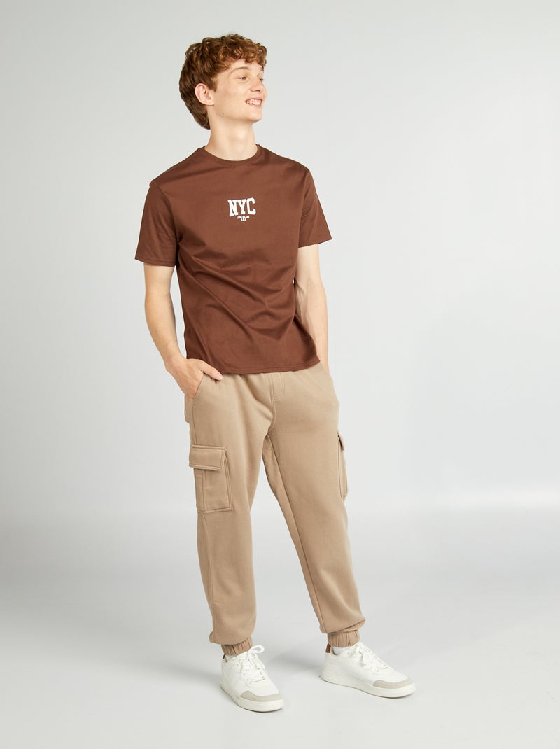 Jogging en molleton multipoches Beige - Kiabi