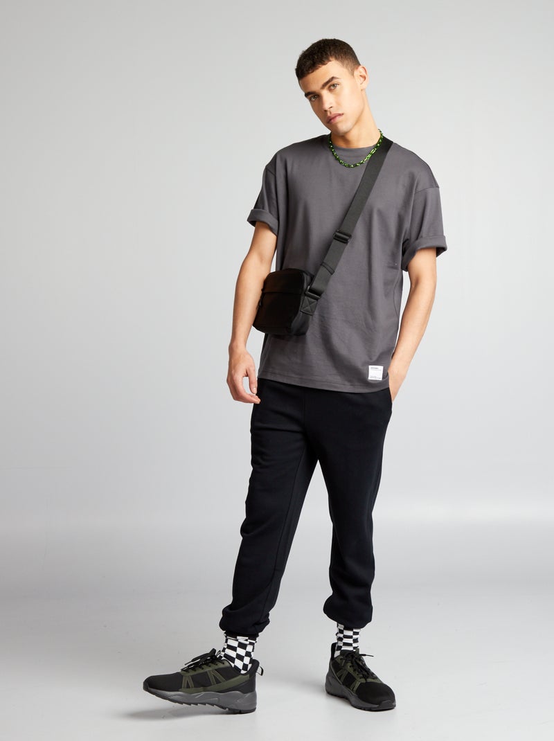Jogging en molleton noir - Kiabi