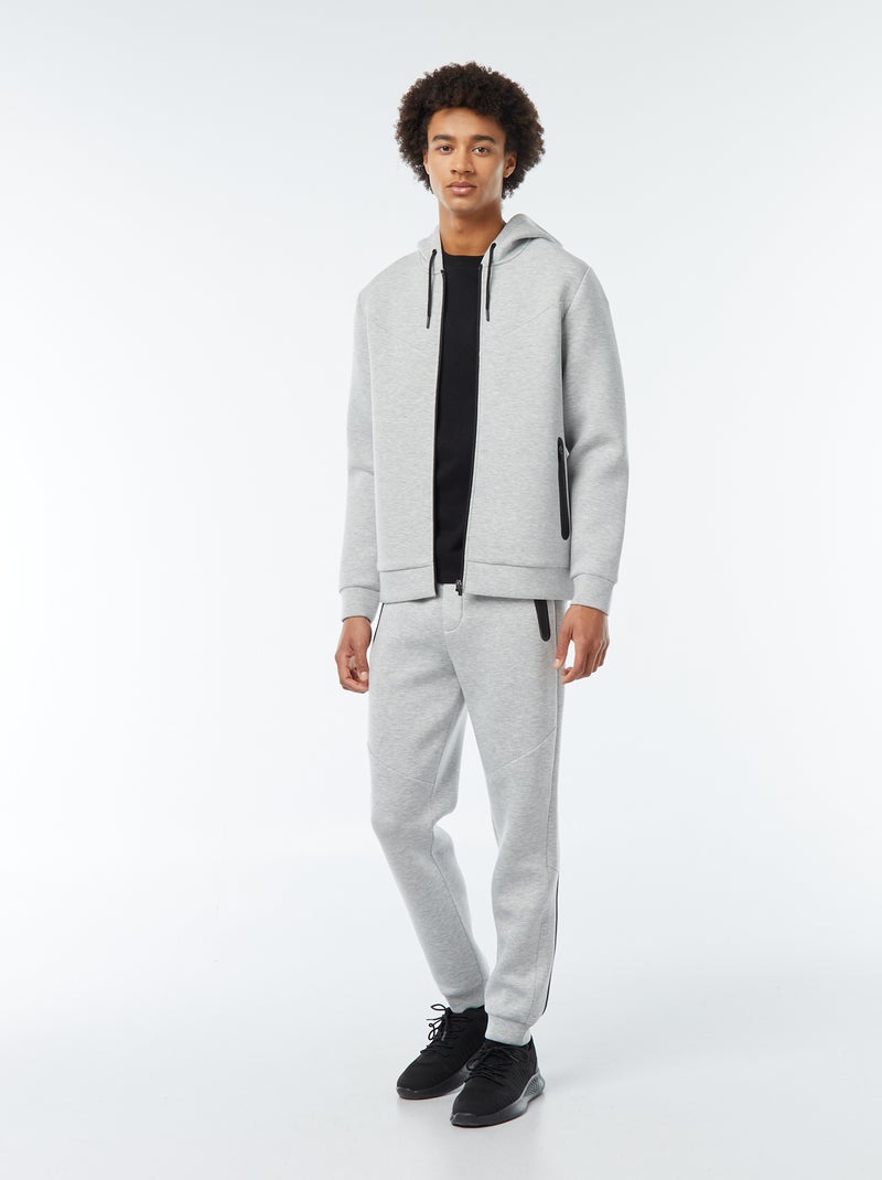 Jogging en molleton type néoprène avec poches zippées Gris - Kiabi