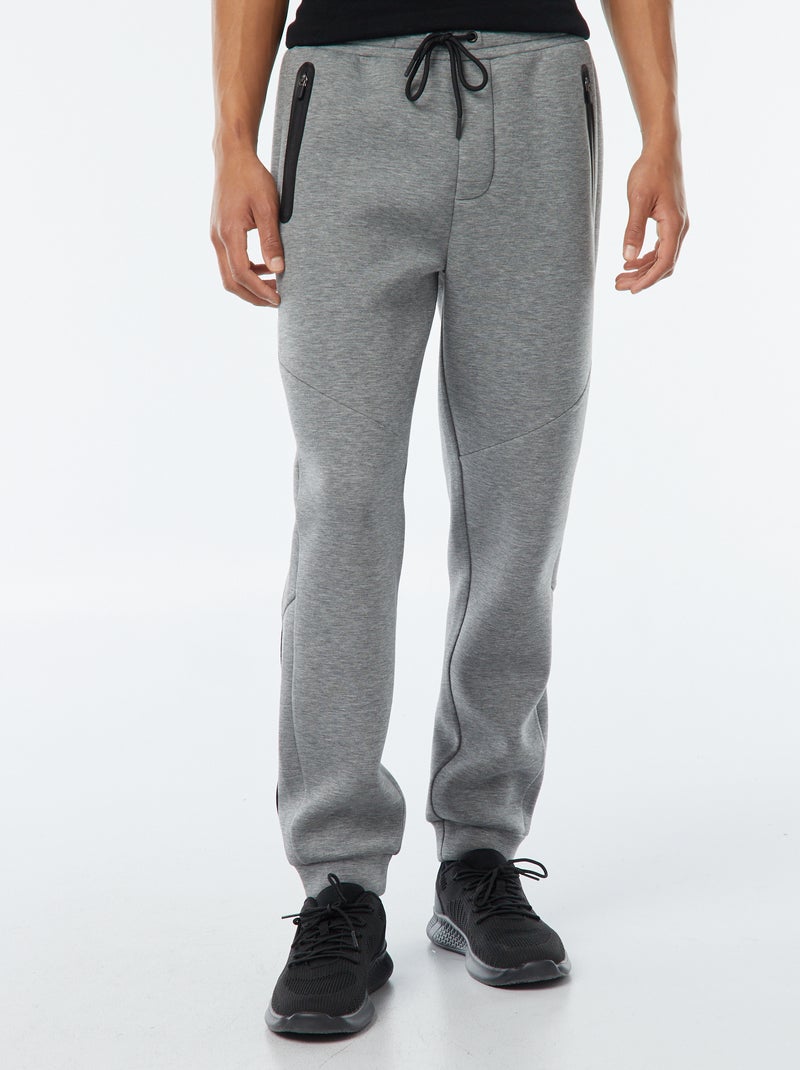 Jogging en molleton type néoprène avec poches zippées Gris - Kiabi