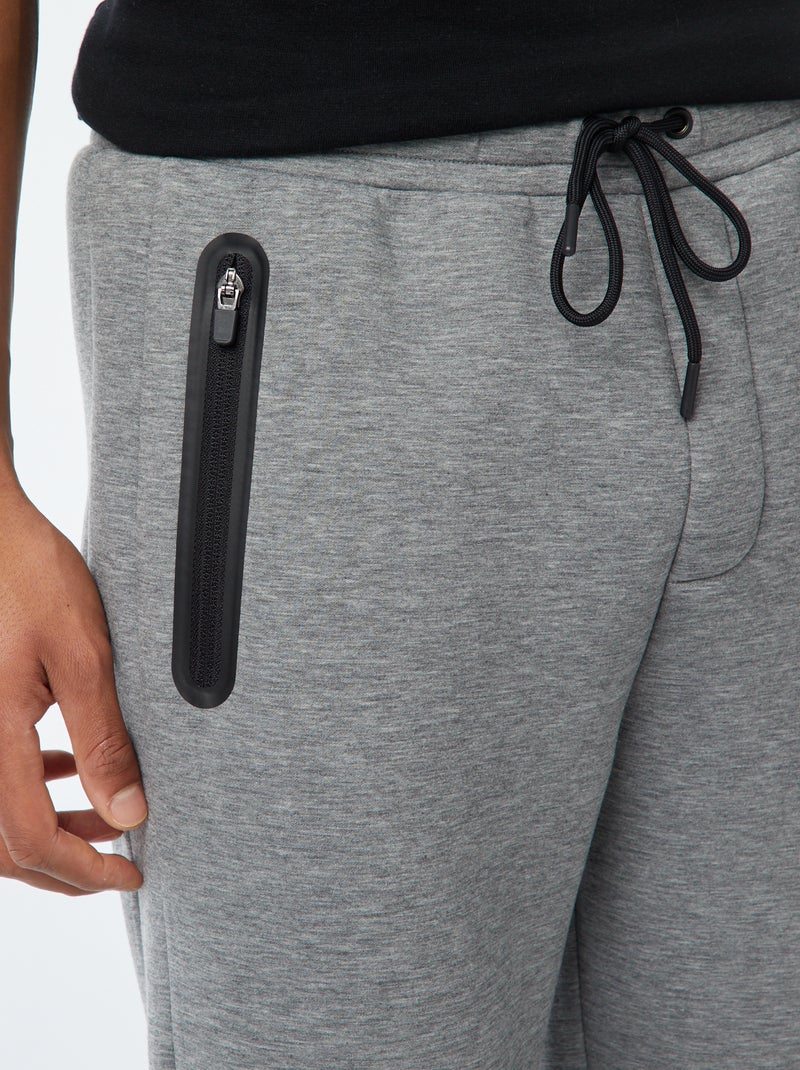 Jogging en molleton type néoprène avec poches zippées Gris - Kiabi