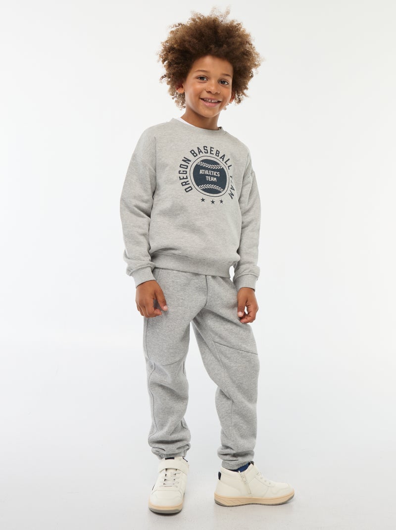 Jogging en molleton uni Gris Garçon Kiabi