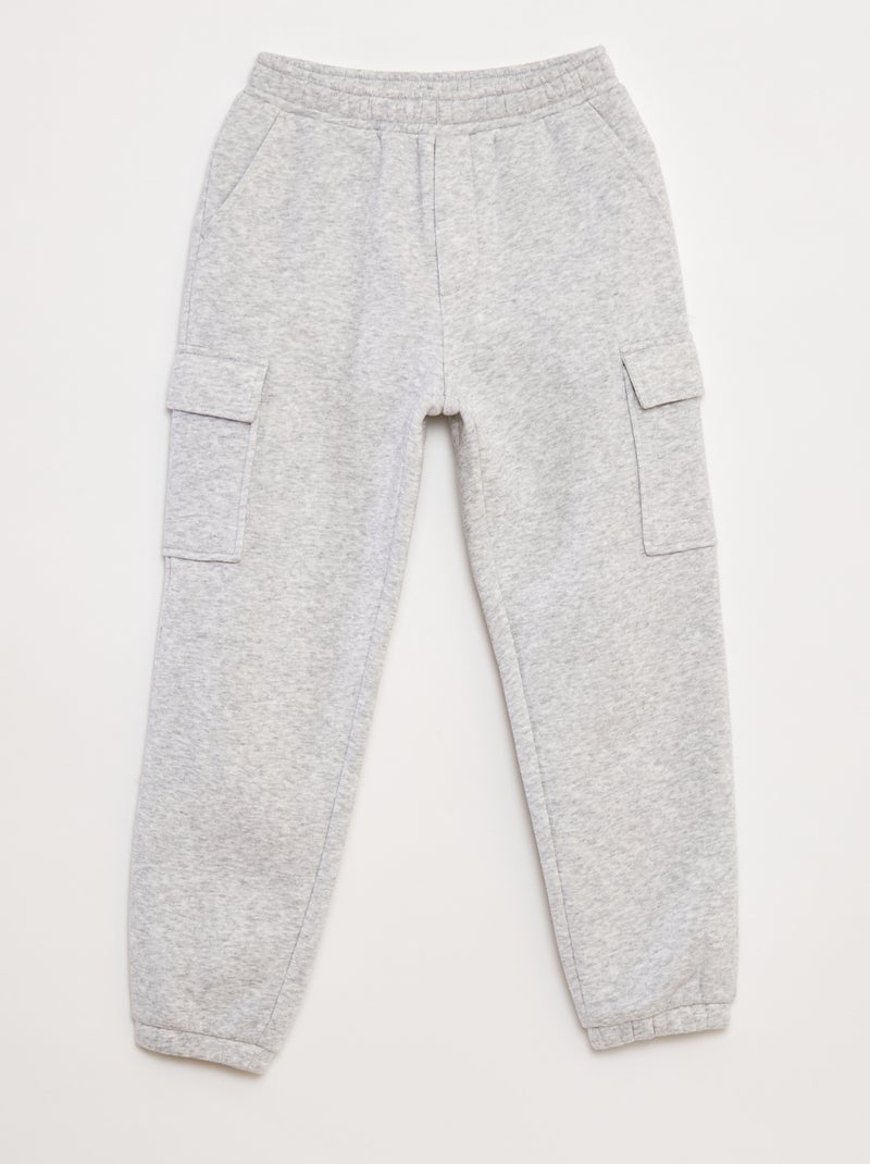 Jogging en molleton uni multi-poches Gris - Kiabi