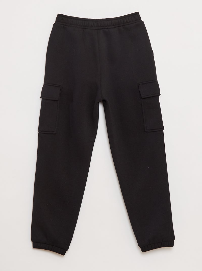 Jogging en molleton uni multi-poches Noir - Kiabi