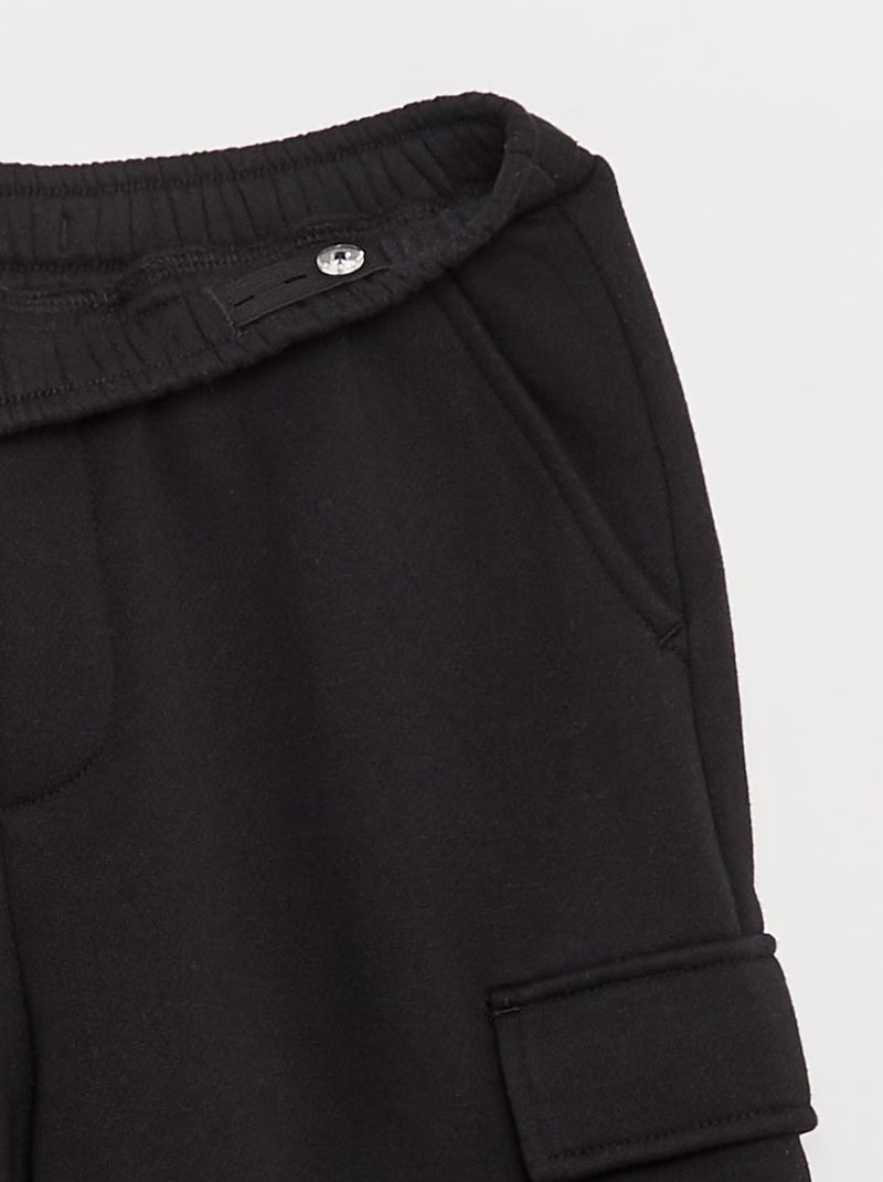 Jogging en molleton uni multi-poches Noir - Kiabi