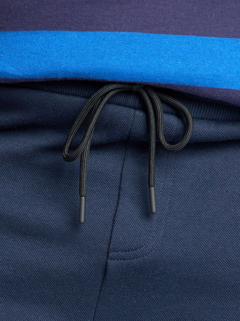Jogging en piqué de coton Bleu marine - Kiabi