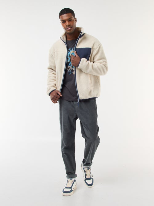 Jogging en velours côtelé uni - Kiabi