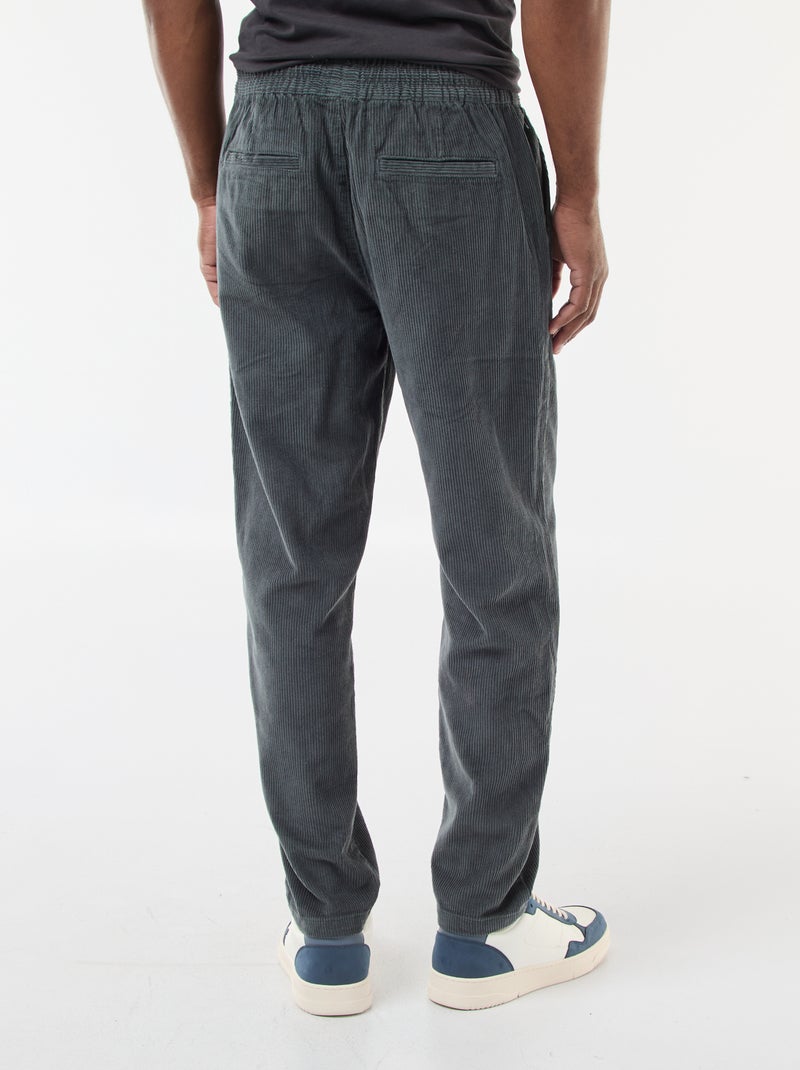 Jogging en velours côtelé uni Kaki - Kiabi