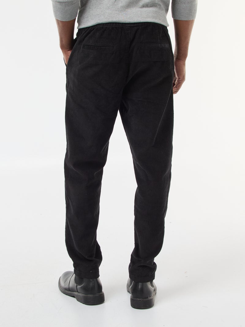 Jogging en velours côtelé uni Noir - Kiabi