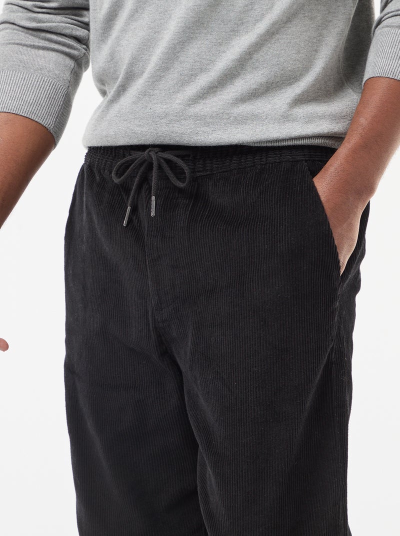 Jogging en velours côtelé uni Noir - Kiabi