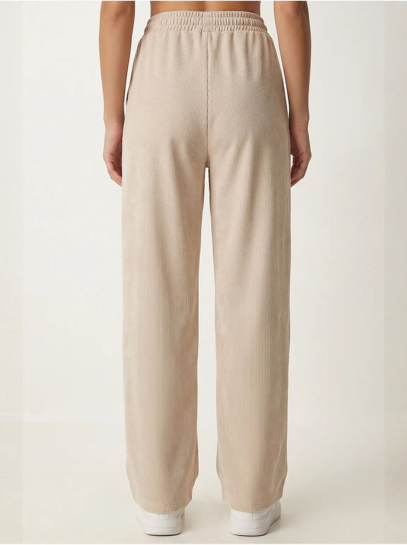 Jogging femme à jambe large en modal istanbul Beige argile - Kiabi