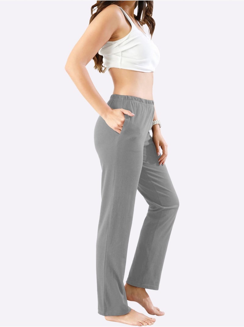 Jogging femme avec poches à ceinture élastique et matière douce - taille standard - moda vilona Gris chiné - Kiabi