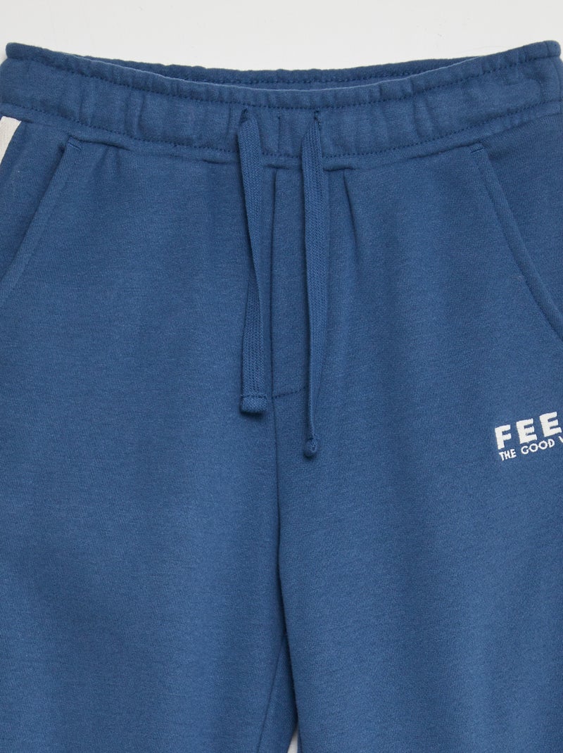 Jogging large avec bandes contrastantes Bleu - Kiabi