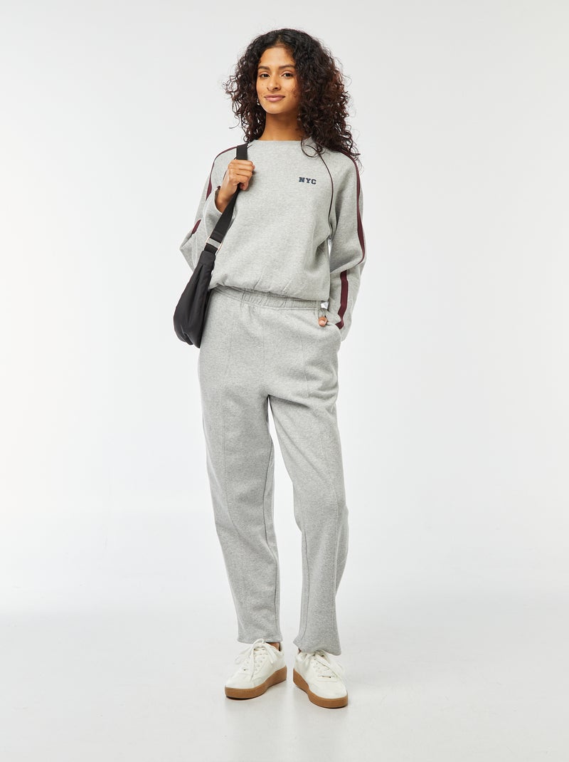 Jogging large en molleton Gris - Kiabi